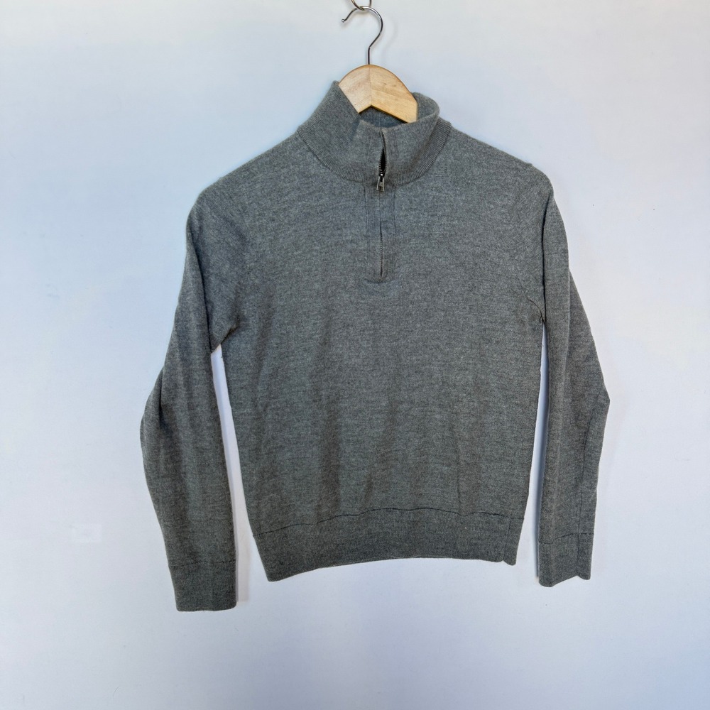 Banana Republic 1/4 Zip Pullover Sweater Men's Small Grey‎ 100% Fine Merino Wool